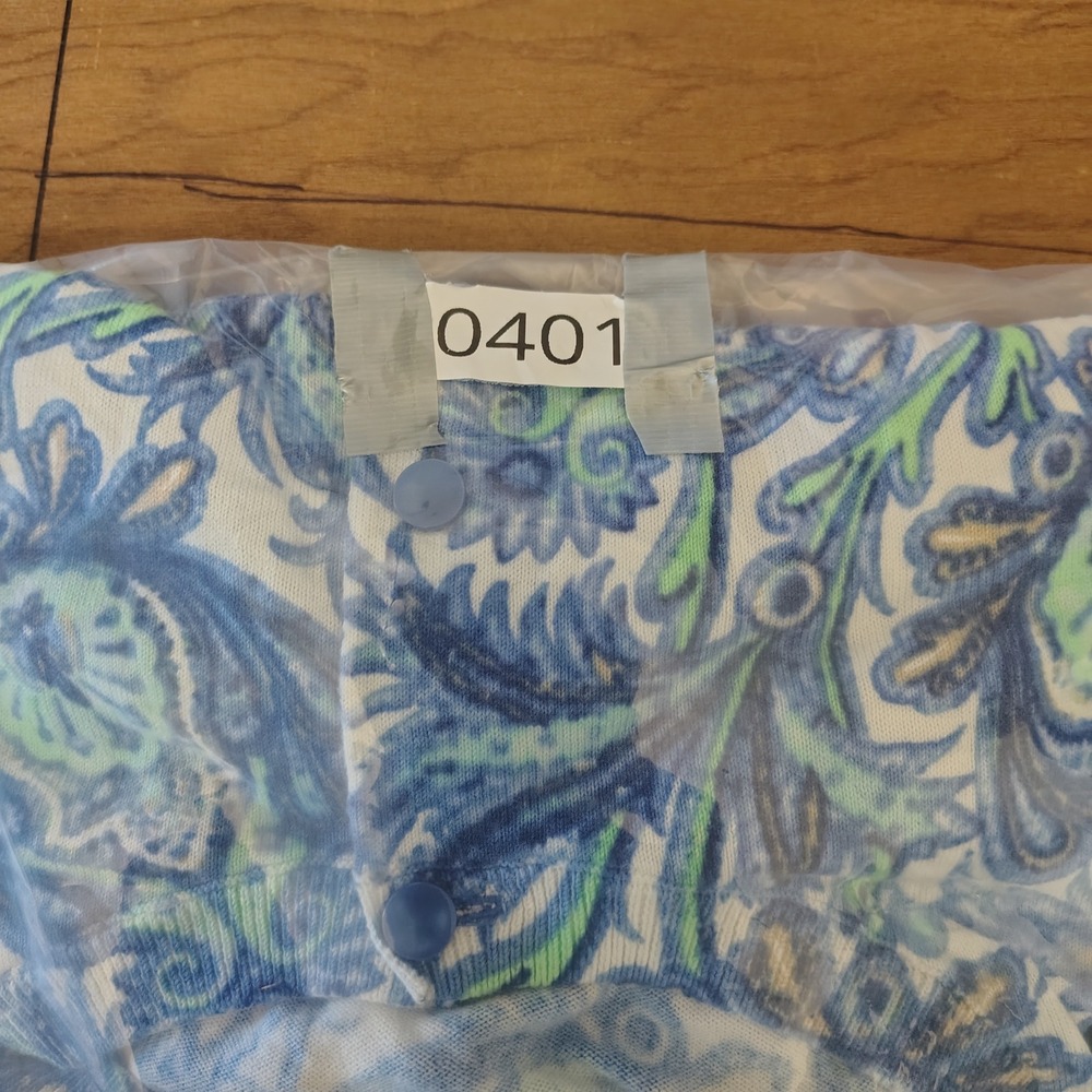 Talbots Cardigan Women 3X Blue Paisley Knit 3/4 Sleeve Cotton Rayon Sweater - Picture 7 of 7